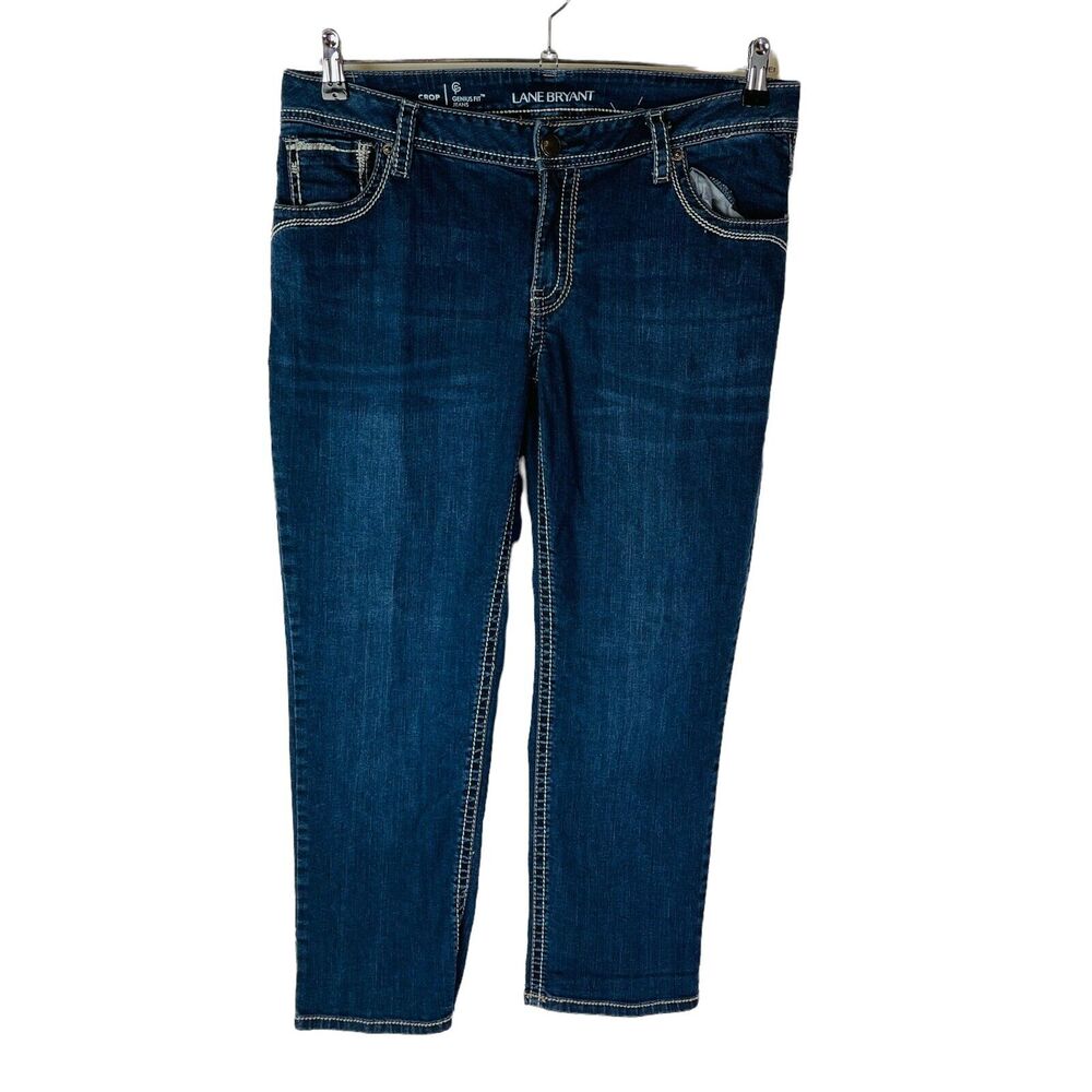 Lane Bryant Womans Sz 14 Plus‎ Jeans Genius Fit Crop Blue Stretch Denim